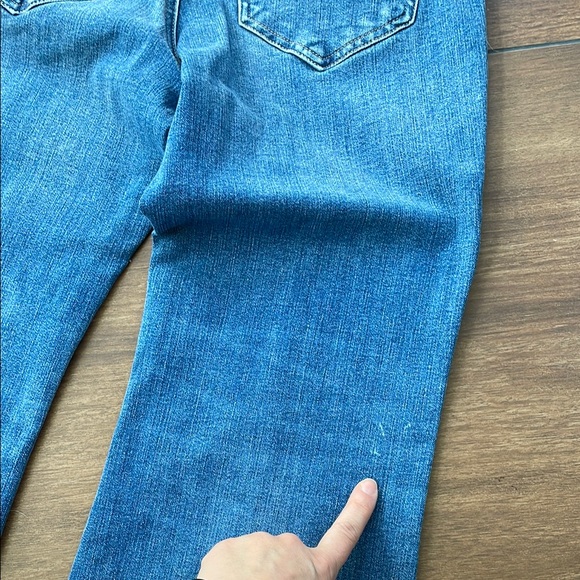 Express Women's Jeans Mid Rise Medium Wash Pintuck Raw Hem Flexx '70s Flare, MS - Picture 6 of 6